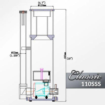 Classic 110-SSS Protein Skimmer - Ruby Mountain Aquarium supply