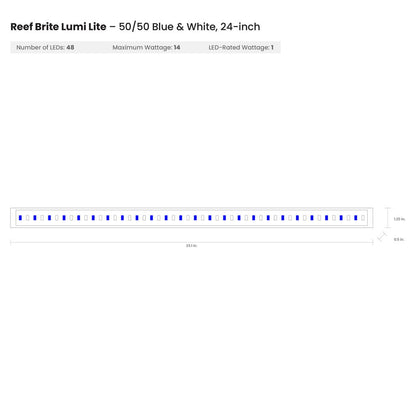 Reef Brite 24" 50-50 Blue & White Lumi Lite LED Strip Light - Ruby Mountain Aquarium supply