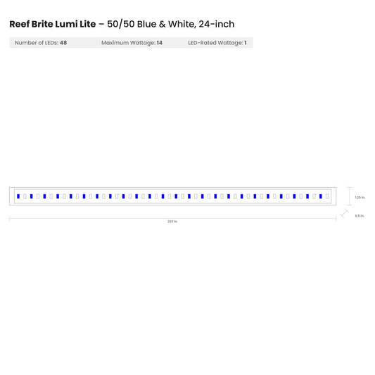 Reef Brite 24" 50-50 Blue & White Lumi Lite LED Strip Light - Ruby Mountain Aquarium supply