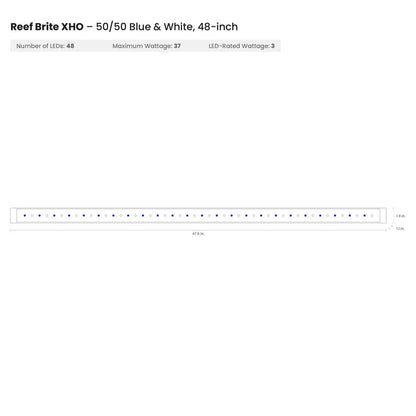 Reef Brite 48" 50-50 Blue & White XHO LED Strip Light - Ruby Mountain Aquarium supply