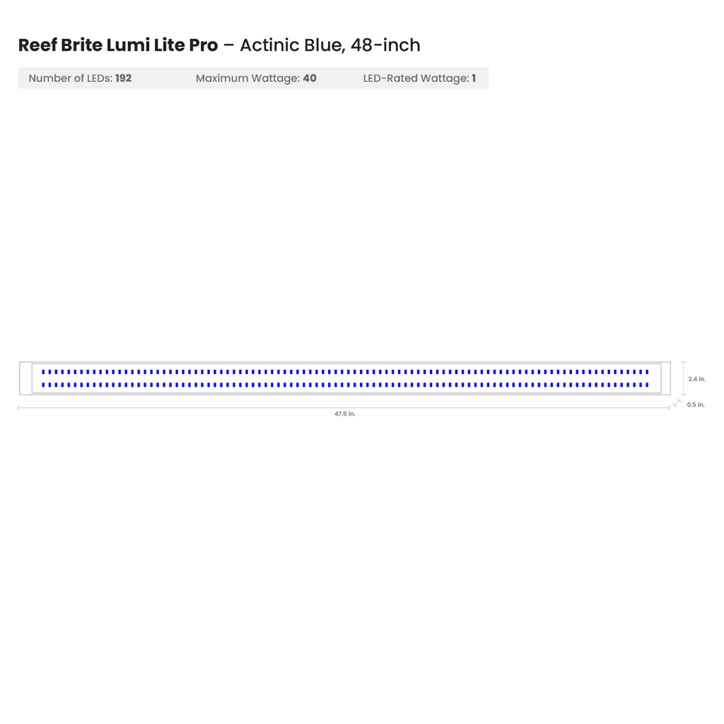 Reef Brite 48" Blue Lumi Lite Pro LED Strip Light - Ruby Mountain Aquarium supply