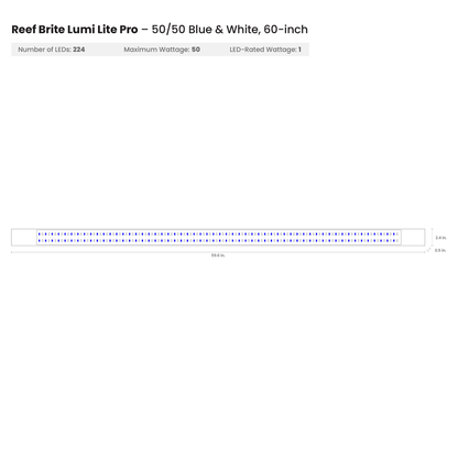 Reef Brite 60" 50-50 Blue & White Lumi Lite Pro LED Strip Light - Ruby Mountain Aquarium supply