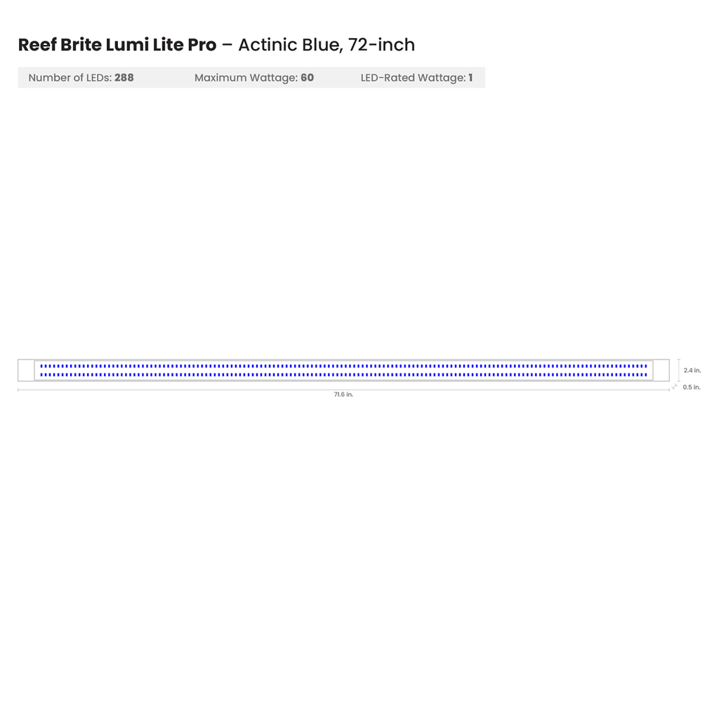 Reef Brite 72" Blue Lumi Lite Pro LED Strip Light - Ruby Mountain Aquarium supply